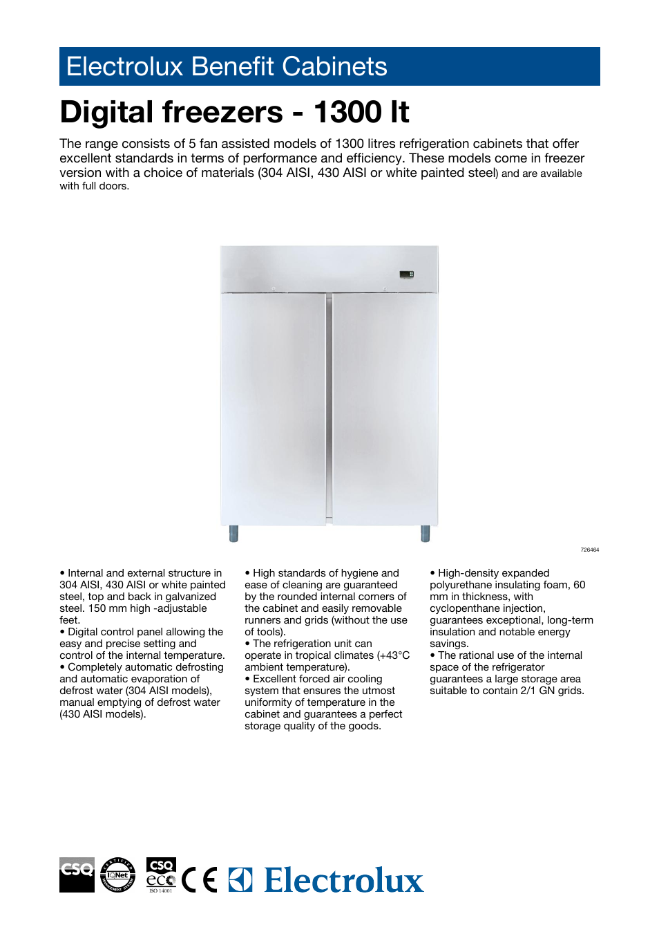Electrolux Benefit Cabinets RS13FX4H User Manual | 4 pages