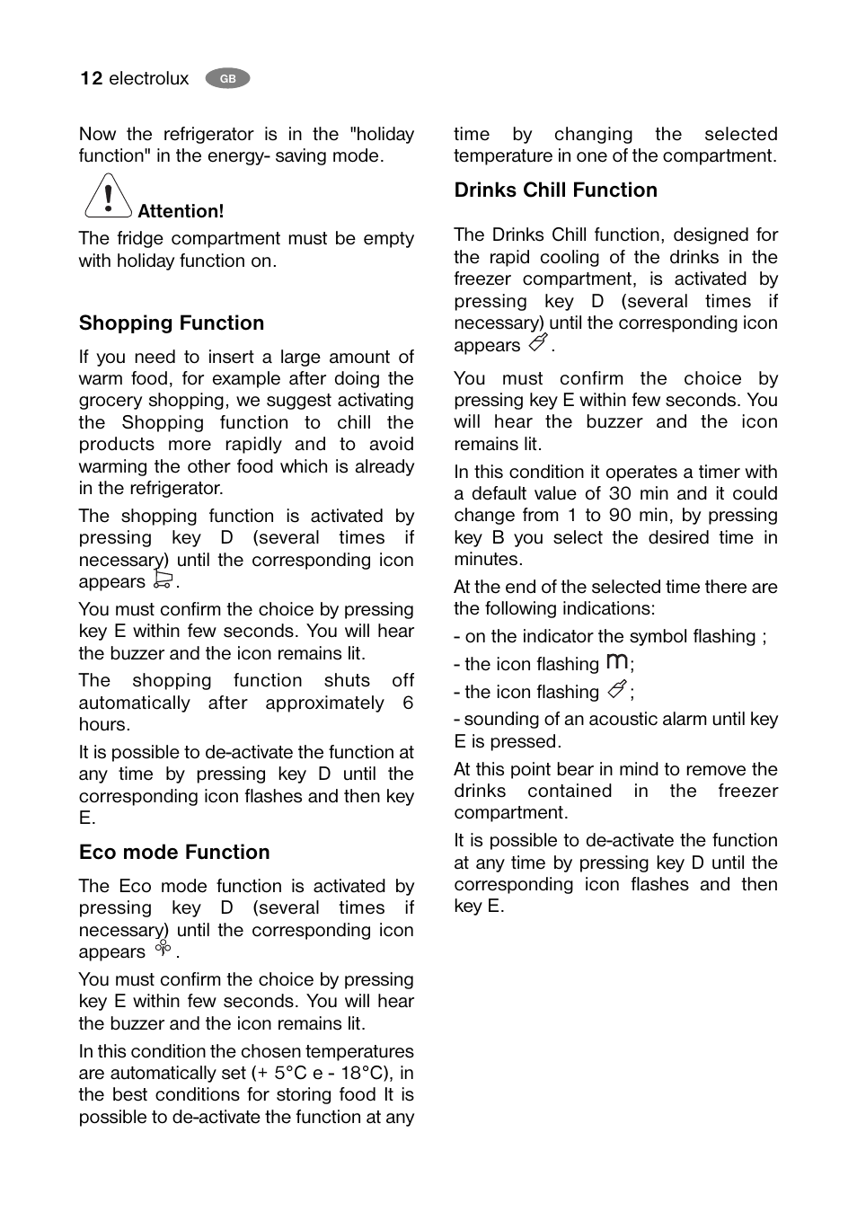Electrolux ENB 40405 W User Manual | Page 12 / 40