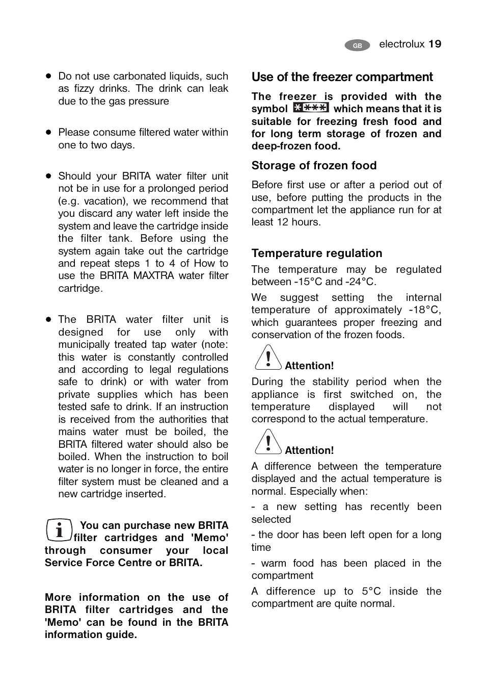 Use of the freezer compartment | Electrolux ENB 40405 W User Manual | Page 19 / 40