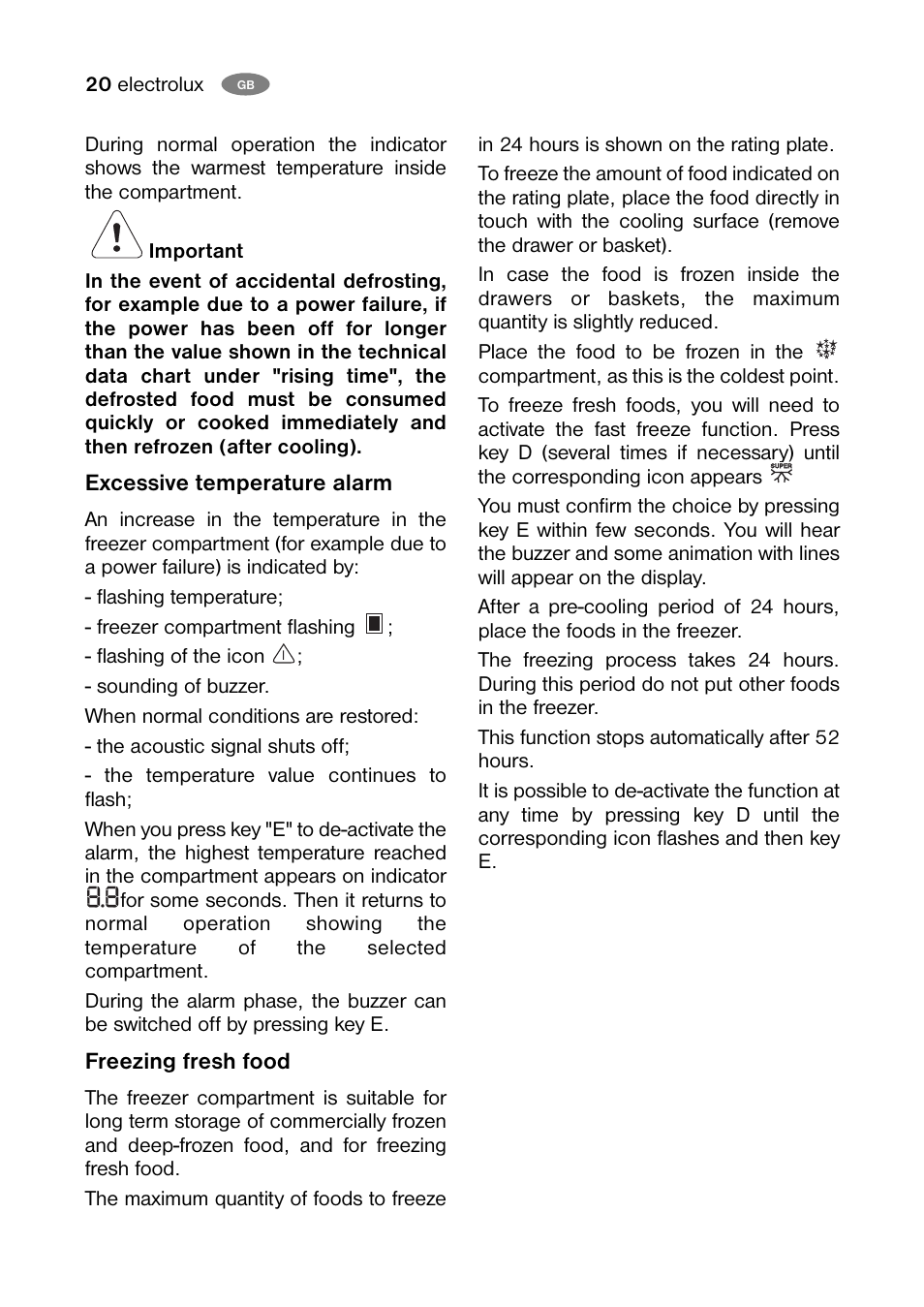 Electrolux ENB 40405 W User Manual | Page 20 / 40