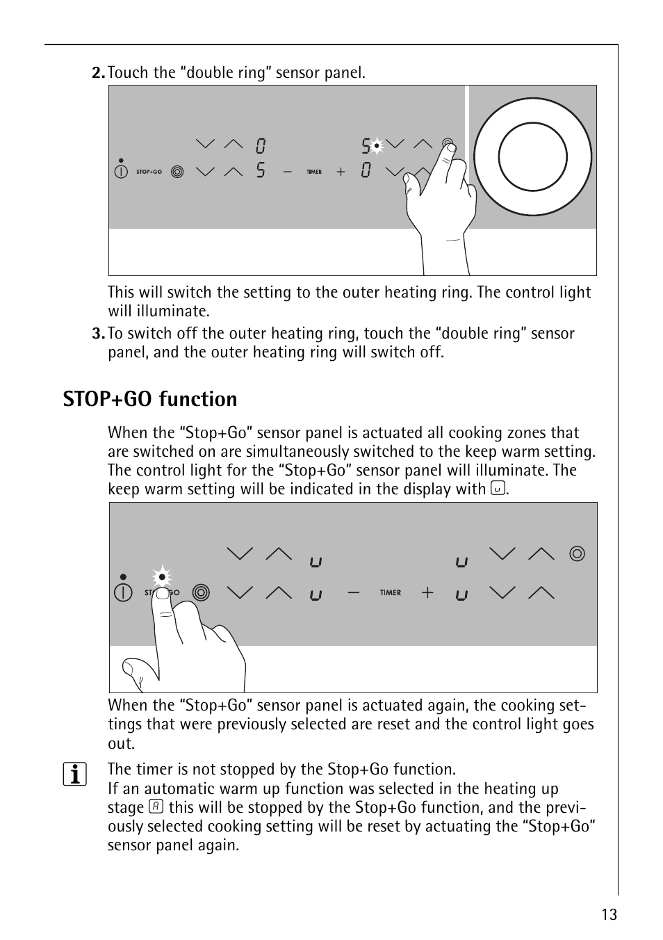 Stop+go function | Electrolux 66201 KF-N User Manual | Page 13 / 36