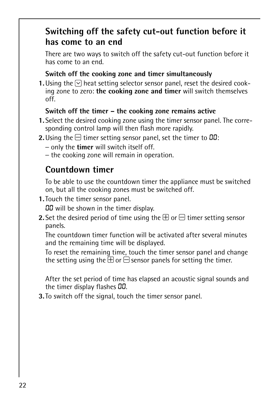 Countdown timer | Electrolux 66201 KF-N User Manual | Page 22 / 36