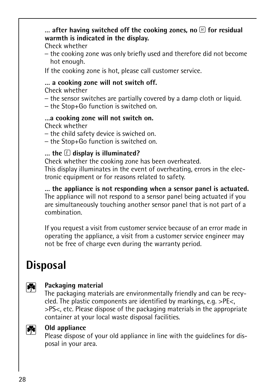 Disposal 2 | Electrolux 66201 KF-N User Manual | Page 28 / 36