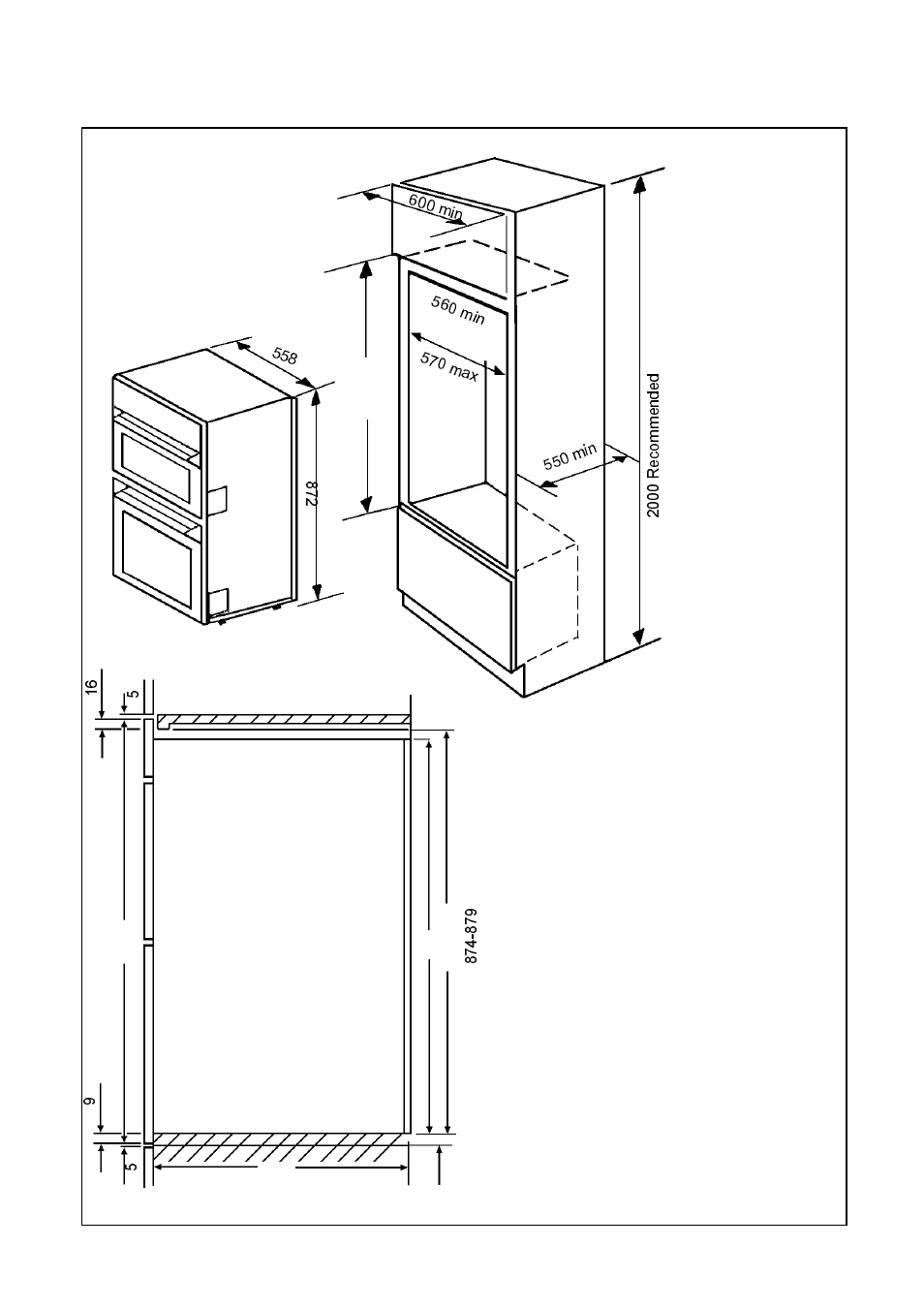 Recommended cabinet dimensions | Electrolux D81005 User Manual | Page 50 / 56