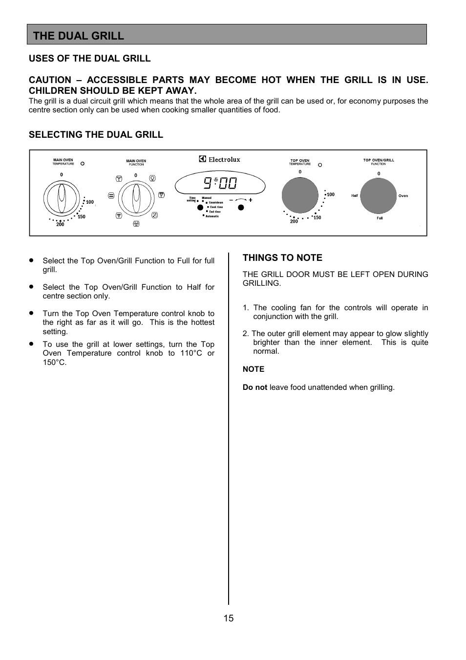 The dual grill | Electrolux EOD 984 User Manual | Page 15 / 40