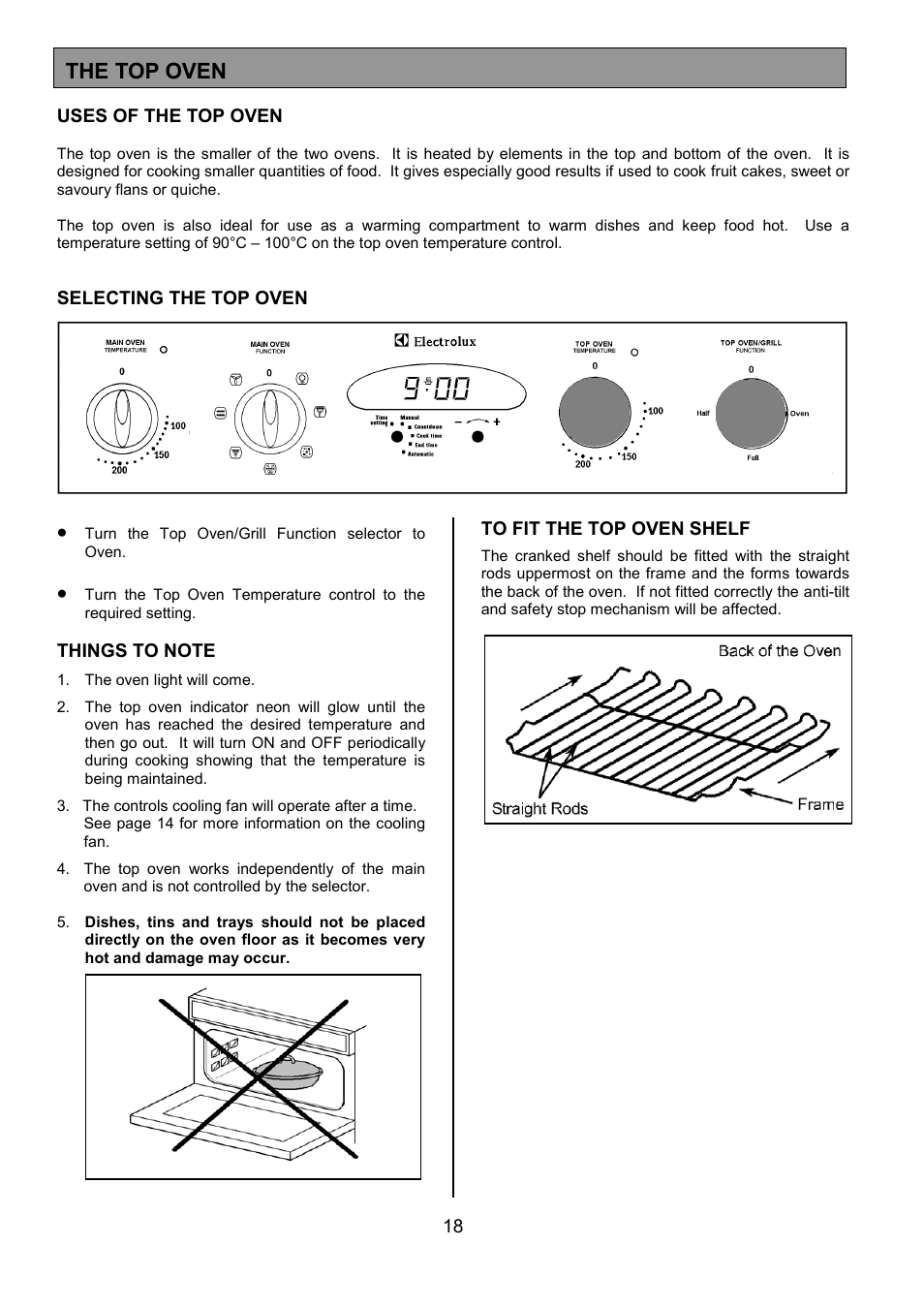 The top oven | Electrolux EOD 984 User Manual | Page 18 / 40