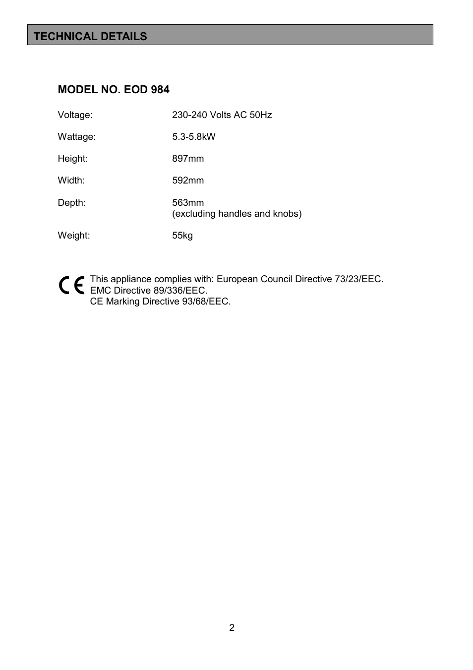 Electrolux EOD 984 User Manual | Page 2 / 40