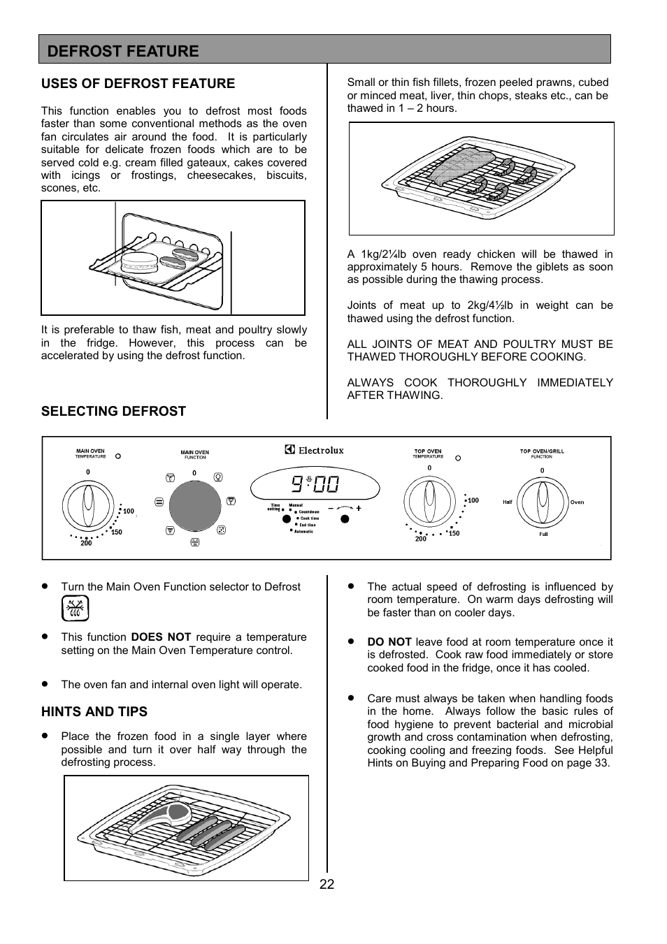 Defrost feature | Electrolux EOD 984 User Manual | Page 22 / 40