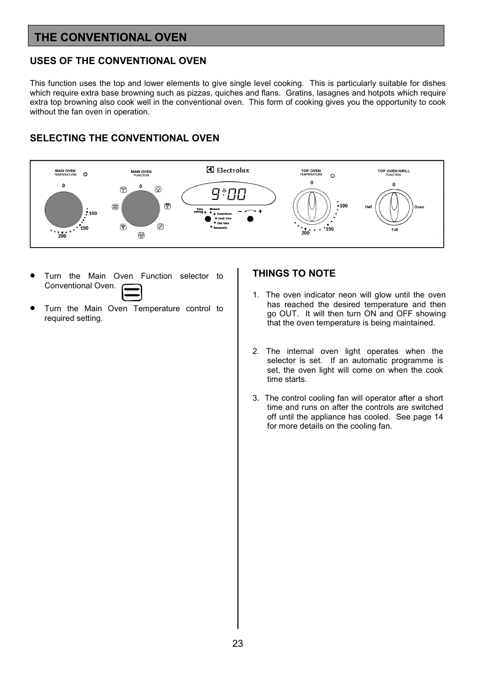 The conventional oven | Electrolux EOD 984 User Manual | Page 23 / 40