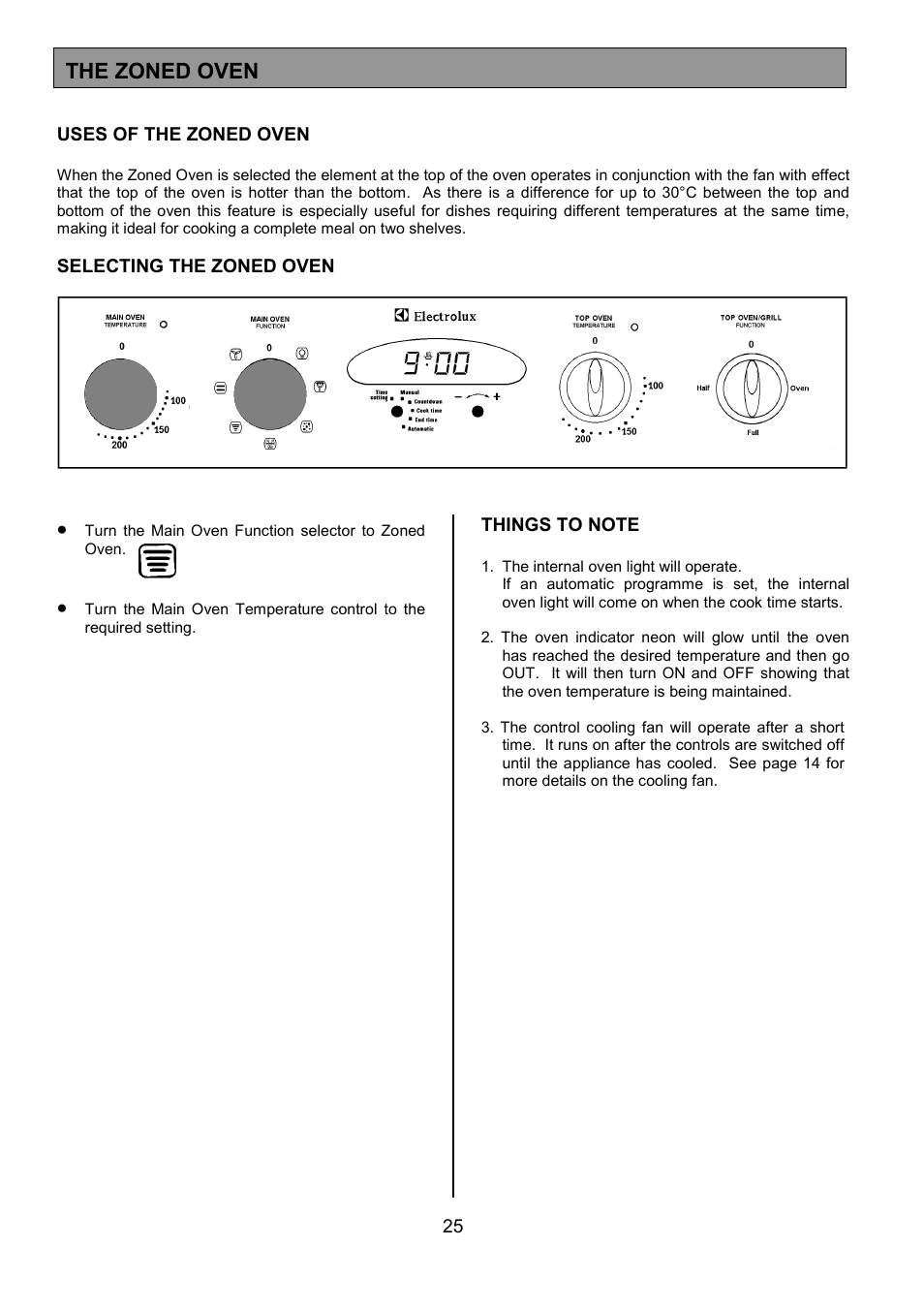 The zoned oven | Electrolux EOD 984 User Manual | Page 25 / 40