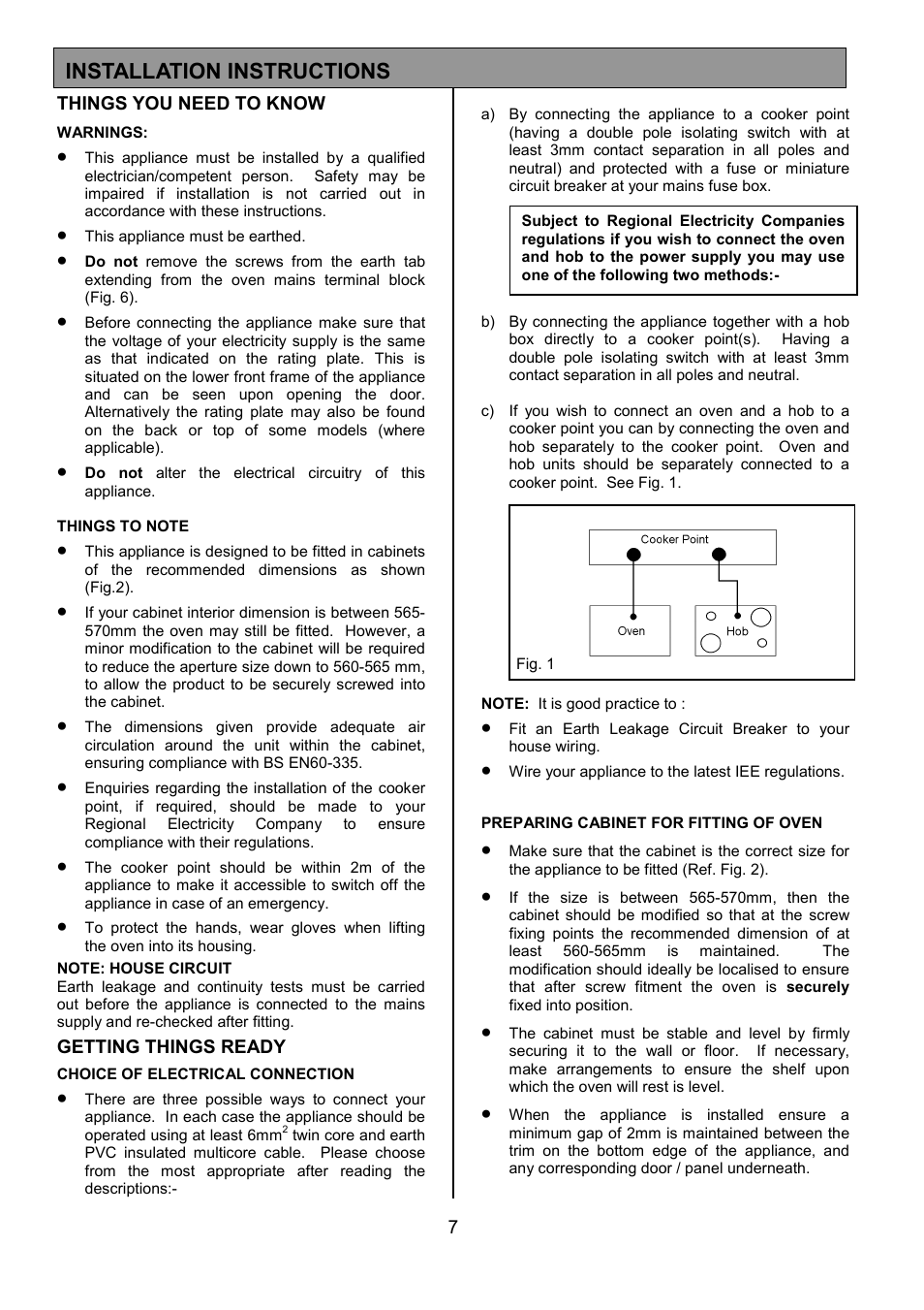 Installation instructions | Electrolux EOD 984 User Manual | Page 7 / 40