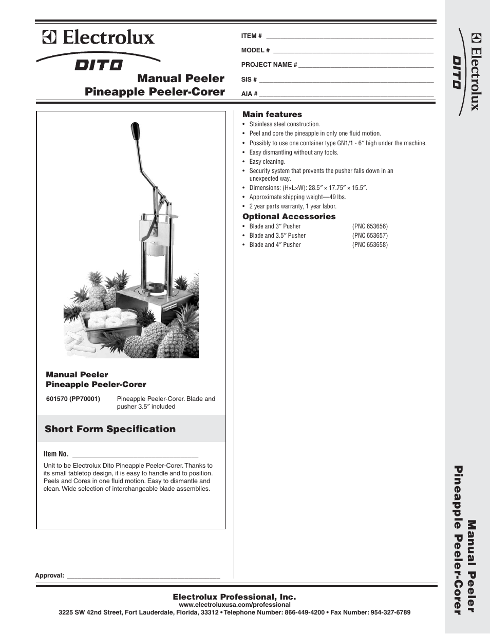 Electrolux Dito PP70001 User Manual | 2 pages