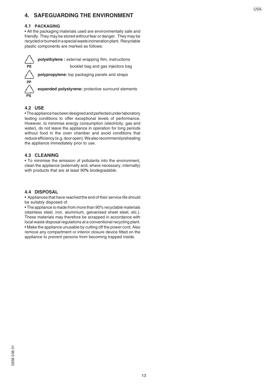 Safeguarding the environment | Electrolux 269552 User Manual | Page 13 / 32