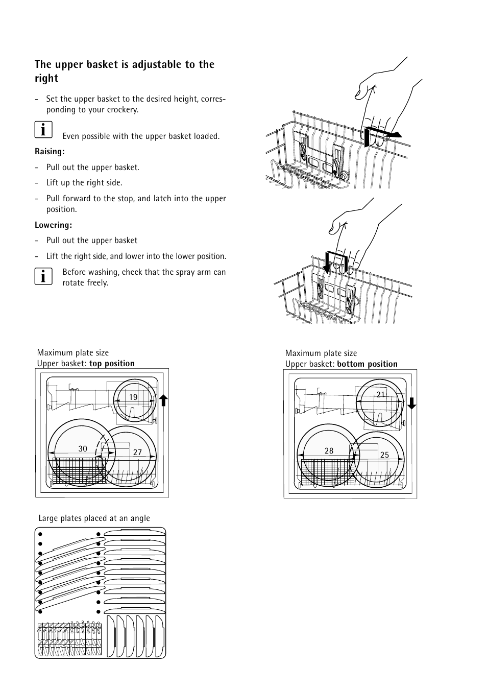 The upper basket is adjustable to the right | Electrolux 55750 User Manual | Page 12 / 29