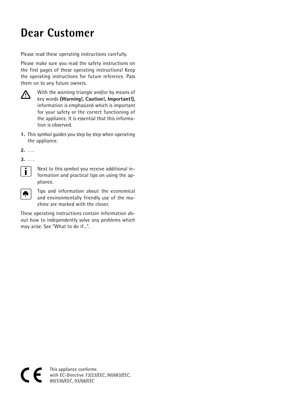 Dear customer | Electrolux 55750 User Manual | Page 2 / 29