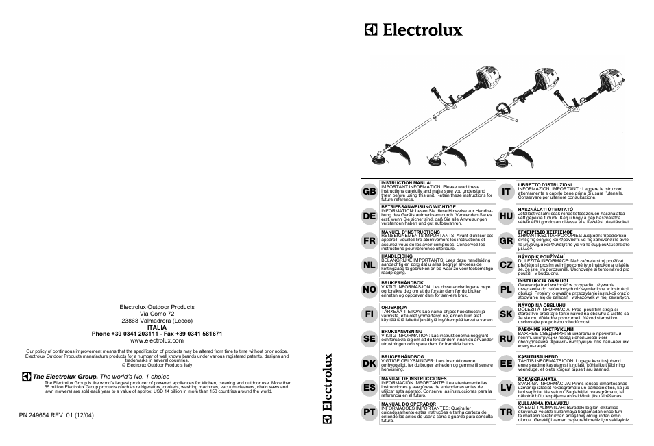 Electrolux 249654 User Manual | 14 pages