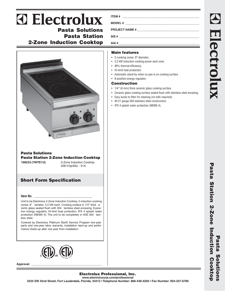 Electrolux 168233 User Manual | 2 pages