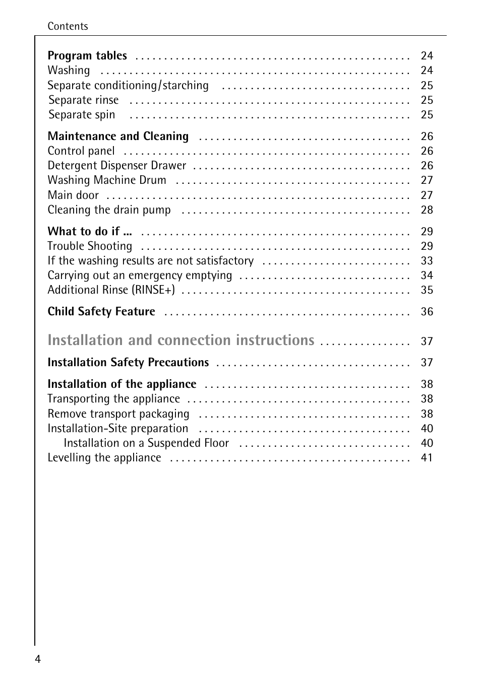 Installation and connection instructions | Electrolux 74335 User Manual | Page 4 / 52