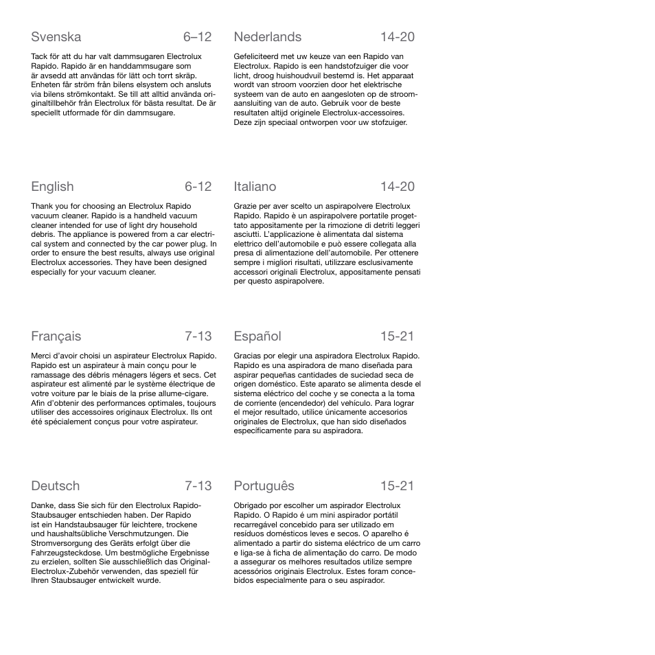 Electrolux Rapido CarVac ZB412C-2 User Manual | Page 3 / 60