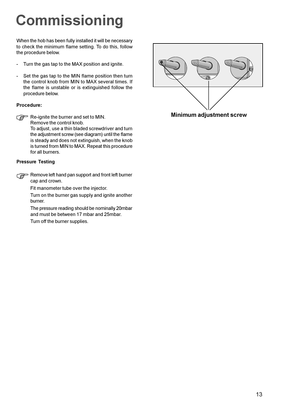 Commissioning | Electrolux EHG 691 User Manual | Page 13 / 16