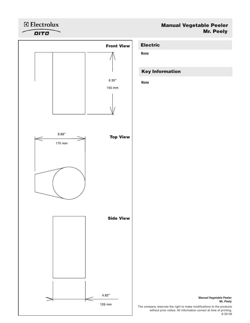Manual vegetable peeler mr. peely | Electrolux Dito MP60250 User Manual | Page 2 / 2