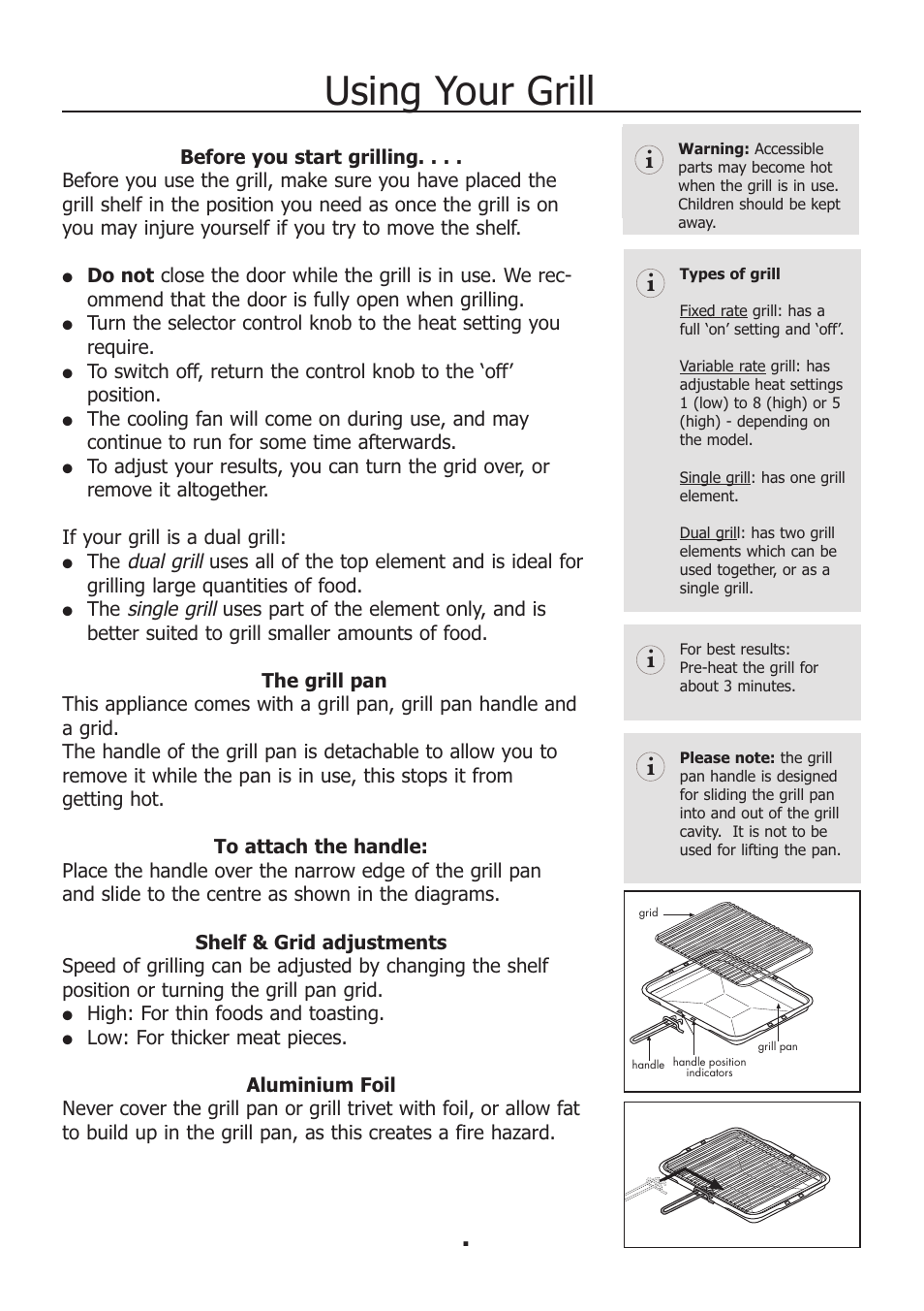 Using your grill | Electrolux EKM11440KN User Manual | Page 10 / 40