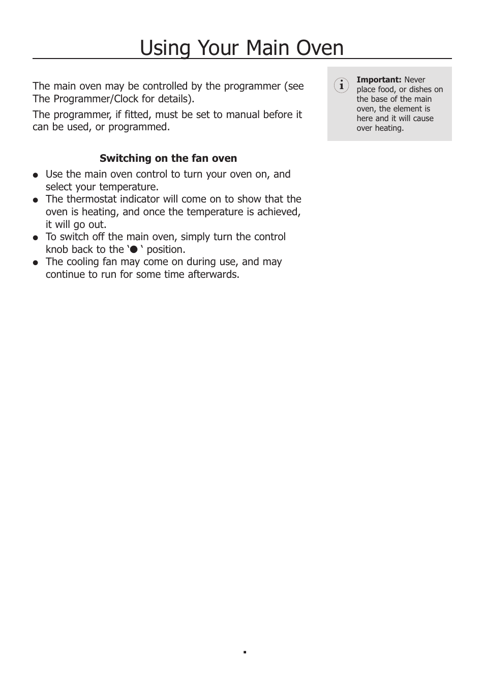 Using your main oven | Electrolux EKM11440KN User Manual | Page 11 / 40