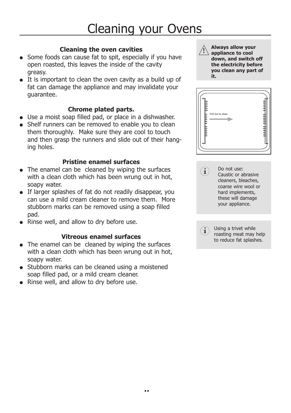 Cleaning your ovens | Electrolux EKM11440KN User Manual | Page 21 / 40