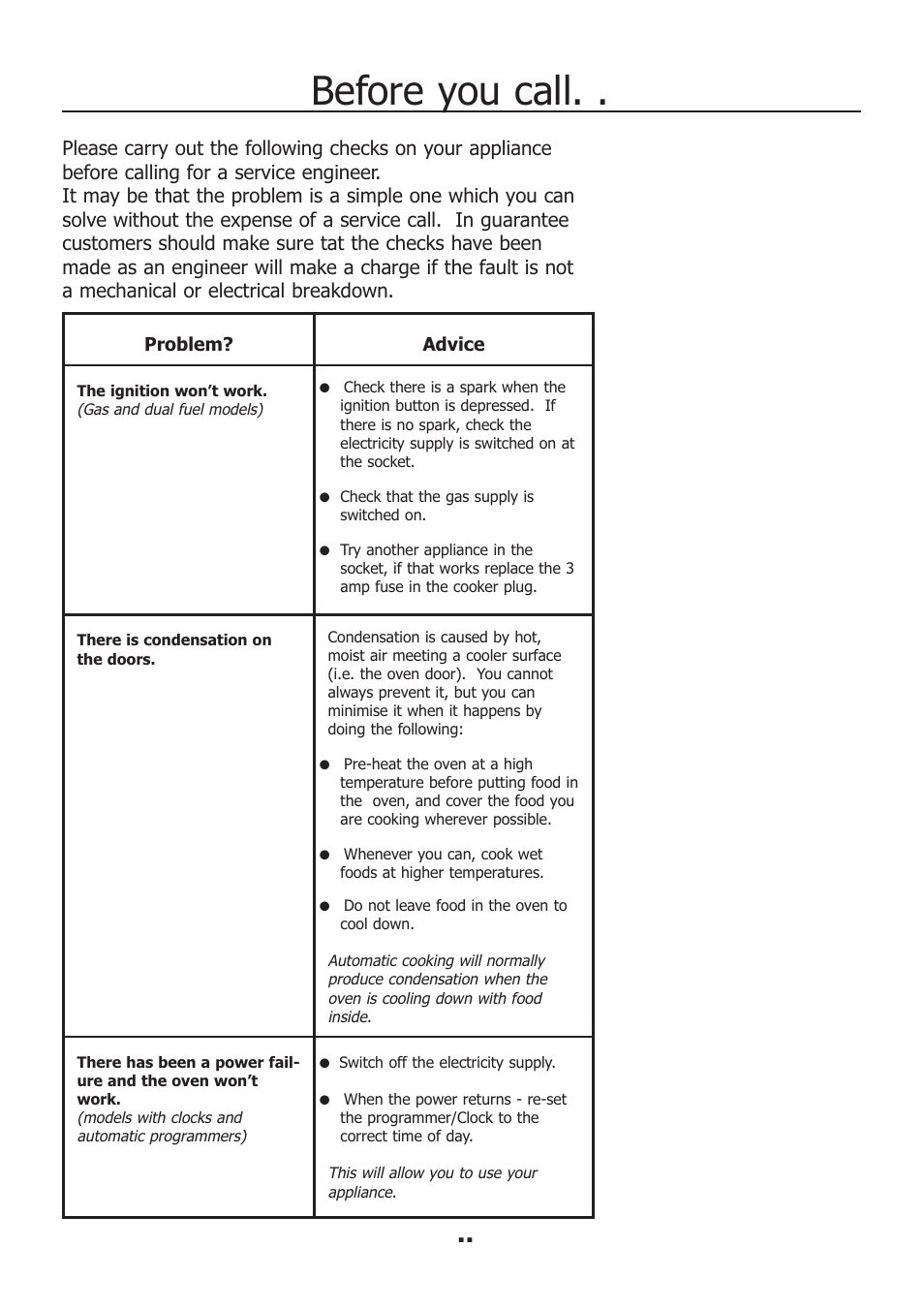 Before you call | Electrolux EKM11440KN User Manual | Page 25 / 40