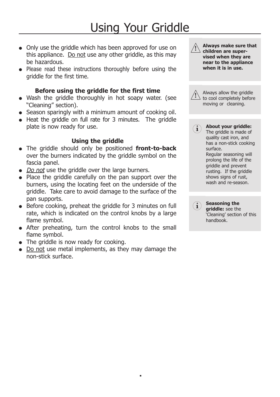 Using your griddle | Electrolux EKM11440KN User Manual | Page 8 / 40