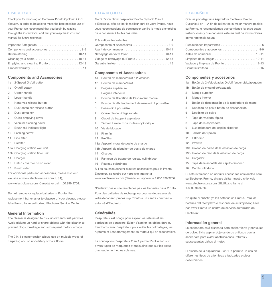 Electrolux EL1000A User Manual | Page 9 / 16