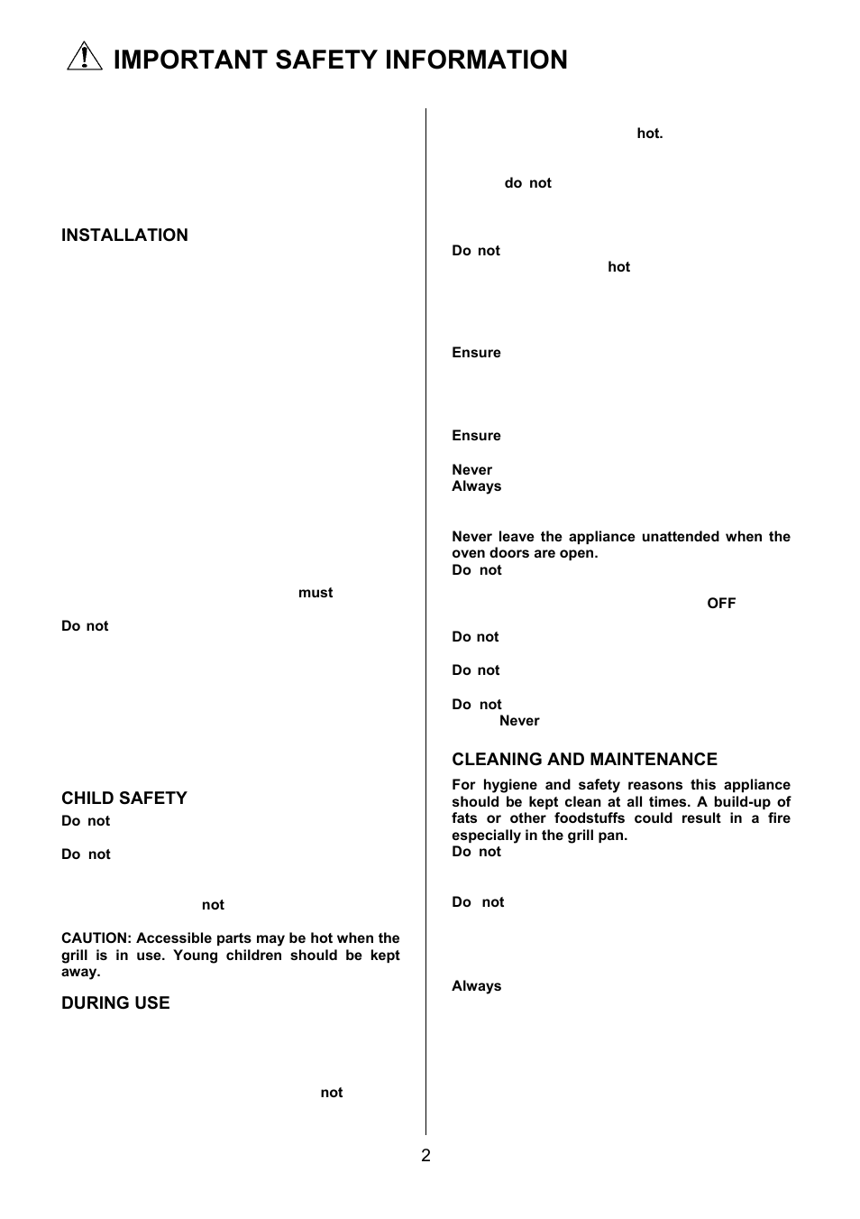 Important safety information | Electrolux EIKG6047 User Manual | Page 2 / 40