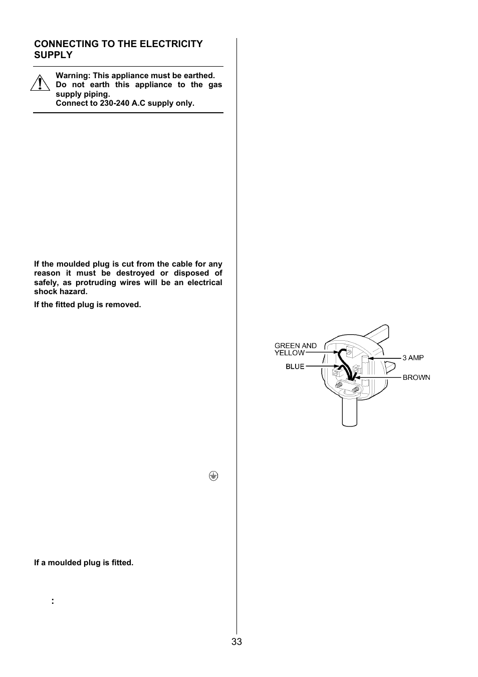 33 connecting to the electricity supply | Electrolux EIKG6047 User Manual | Page 33 / 40