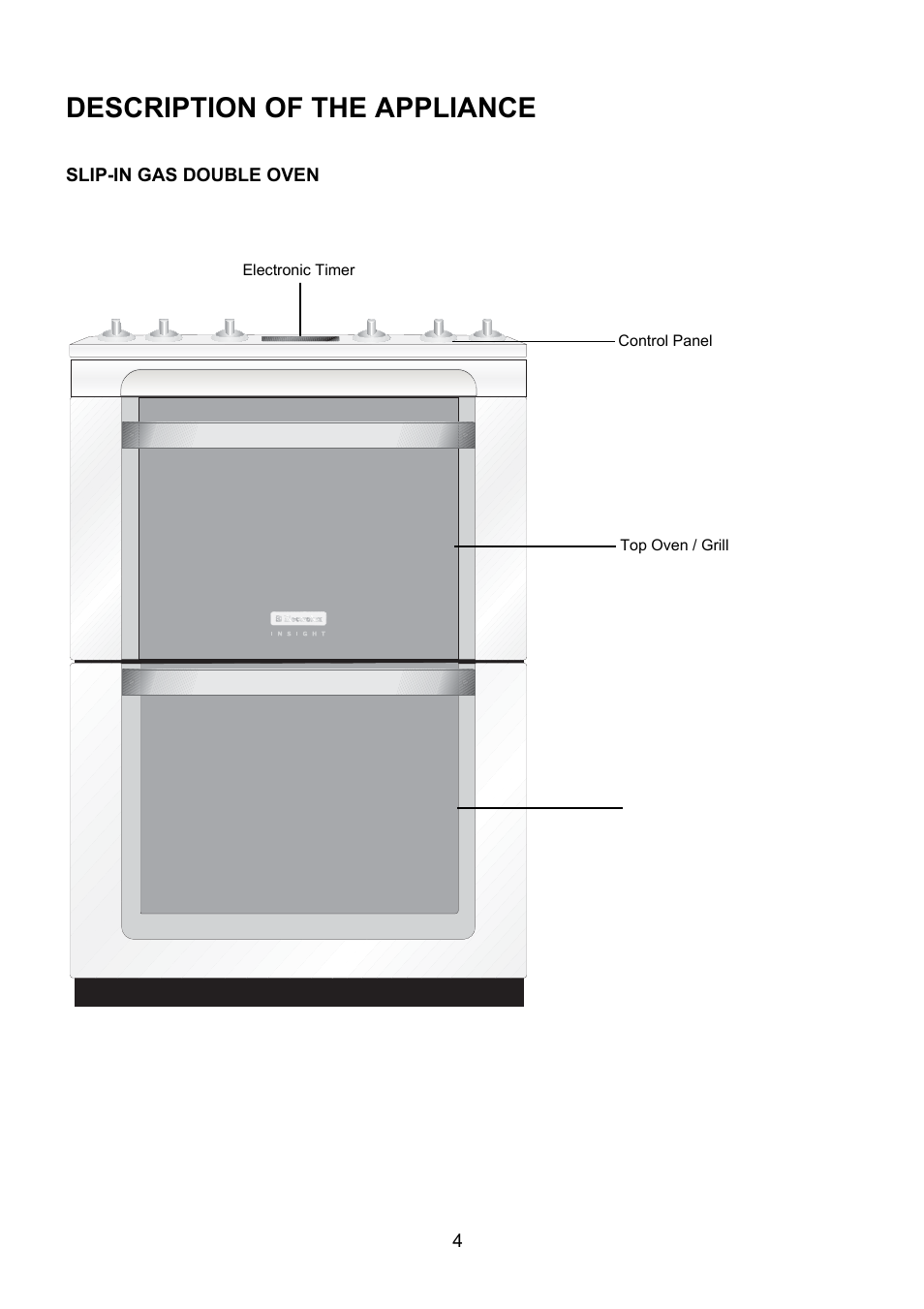Description of the appliance | Electrolux EIKG6047 User Manual | Page 4 / 40