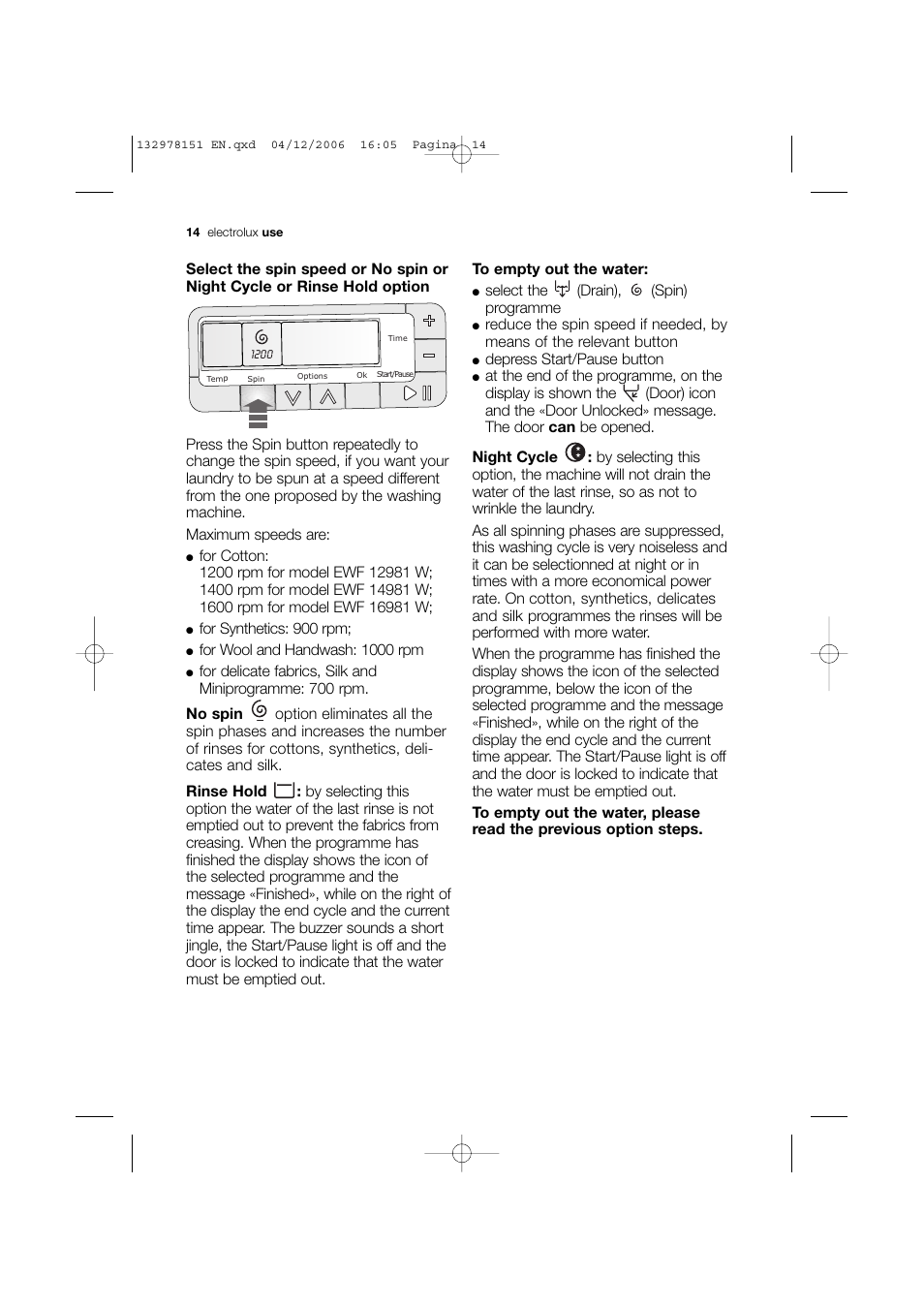 Electrolux EWF 14981 W User Manual | Page 14 / 48