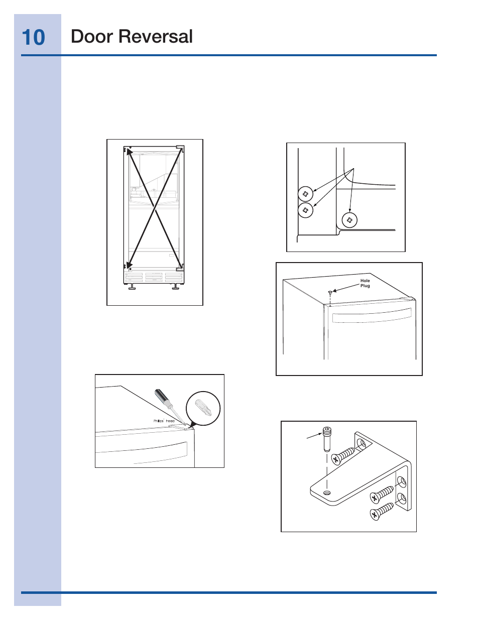 Door reversal, Reversing the door (some models) | Electrolux 15 User Manual | Page 10 / 68