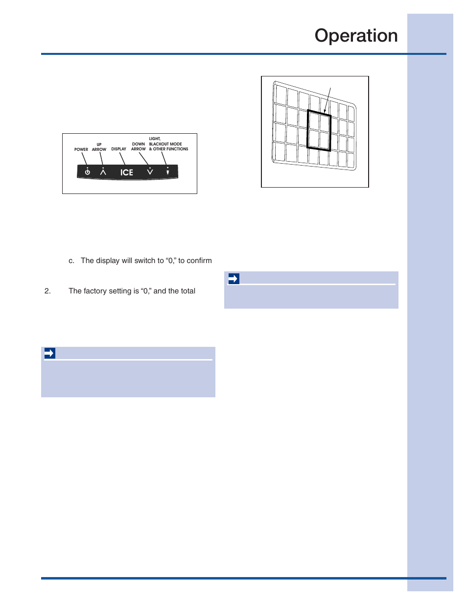 Operation, Ice cube thickness adjustment, Important | Electrolux 15 User Manual | Page 15 / 68