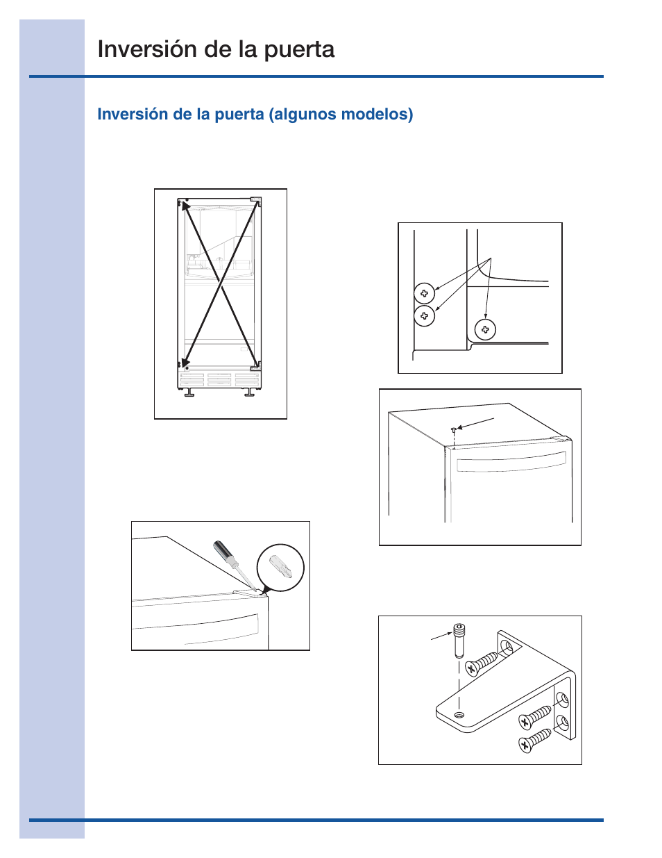 Inversión de la puerta, Inversión de la puerta (algunos modelos) | Electrolux 15 User Manual | Page 32 / 68
