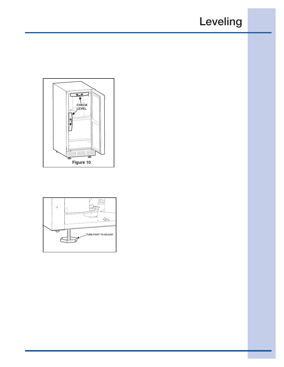 Leveling, Leveling the unit | Electrolux 15 User Manual | Page 9 / 68