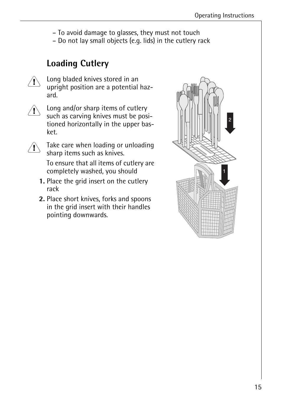 Loading cutlery | Electrolux 40250 i User Manual | Page 15 / 40