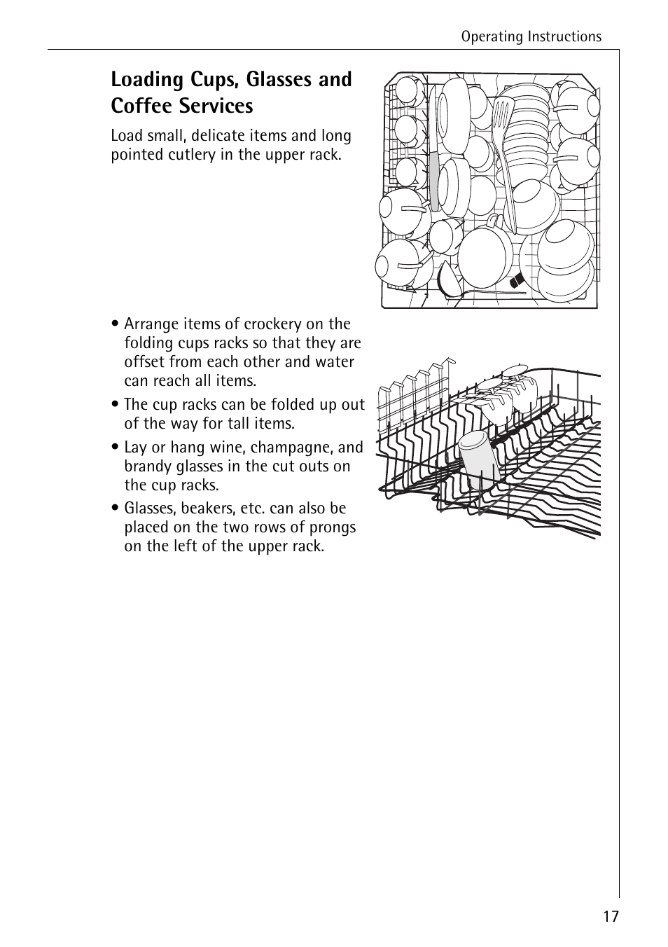 Loading cups, glasses and coffee services | Electrolux 40250 i User Manual | Page 17 / 40