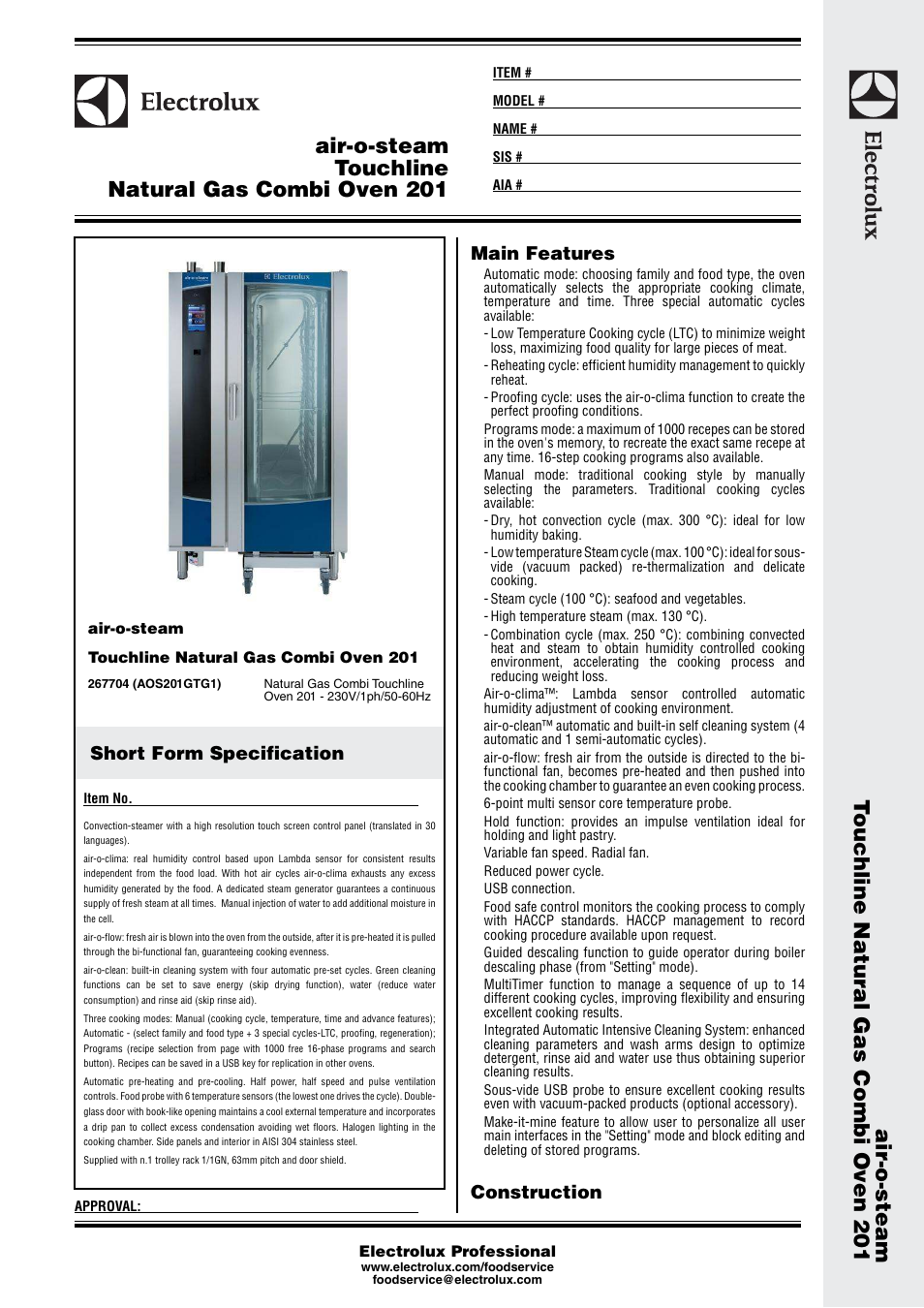 Electrolux Air-o-Steam Touchline 201 User Manual | 4 pages