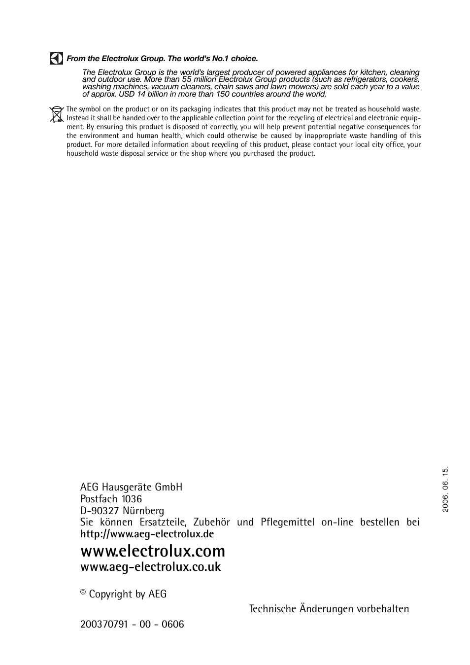 Electrolux U29348 S 75400 KG User Manual | Page 36 / 36
