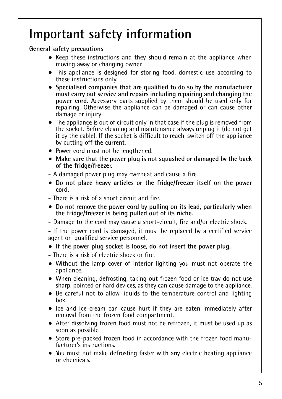 Important safety information | Electrolux U29348 S 75400 KG User Manual | Page 5 / 36