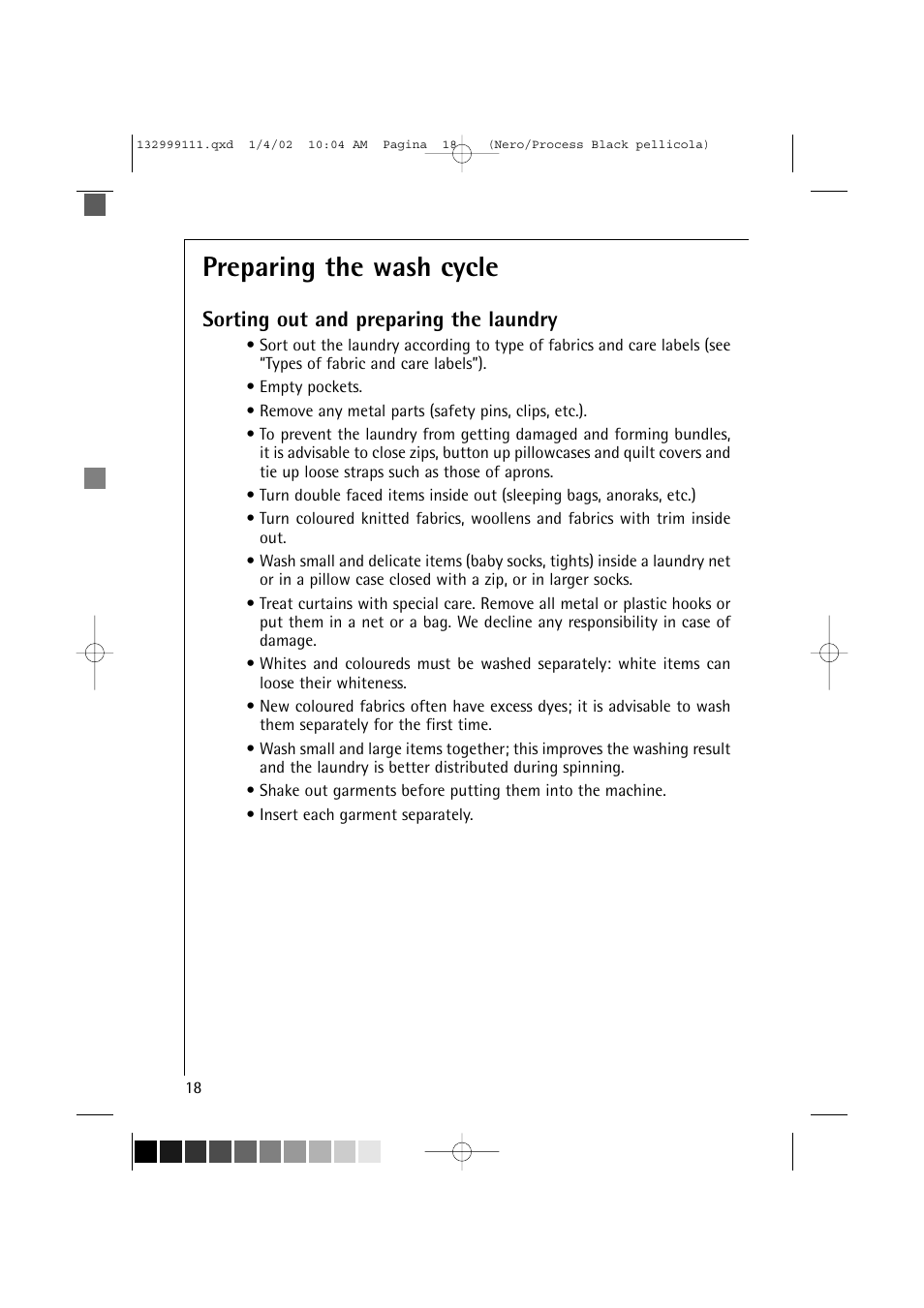 Preparing the wash cycle, Sorting out and preparing the laundry | Electrolux OKO-Lavamat 16800 User Manual | Page 18 / 55