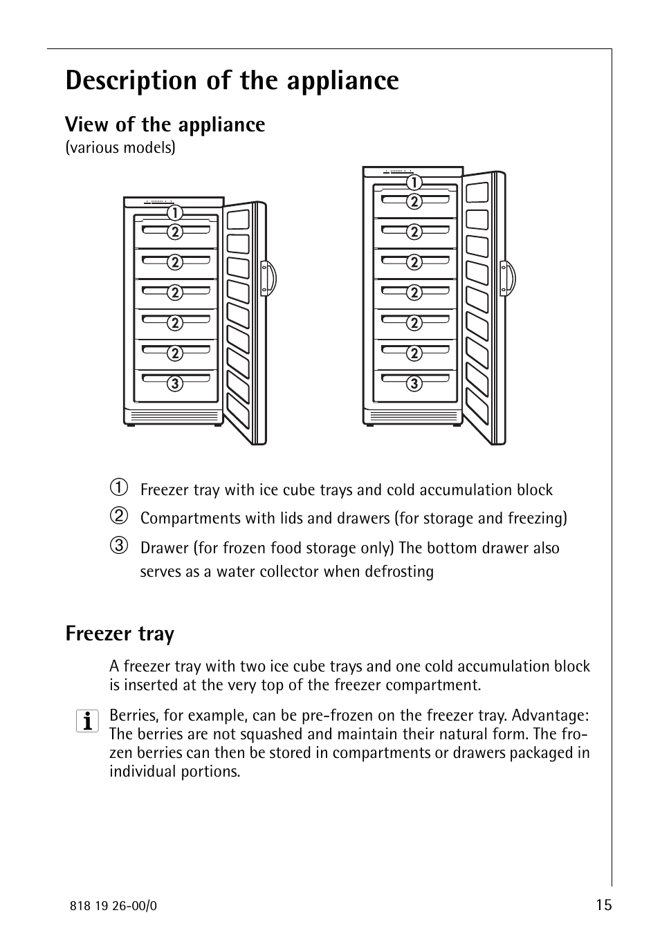 Description of the appliance | Electrolux ARCTIS User Manual | Page 15 / 32