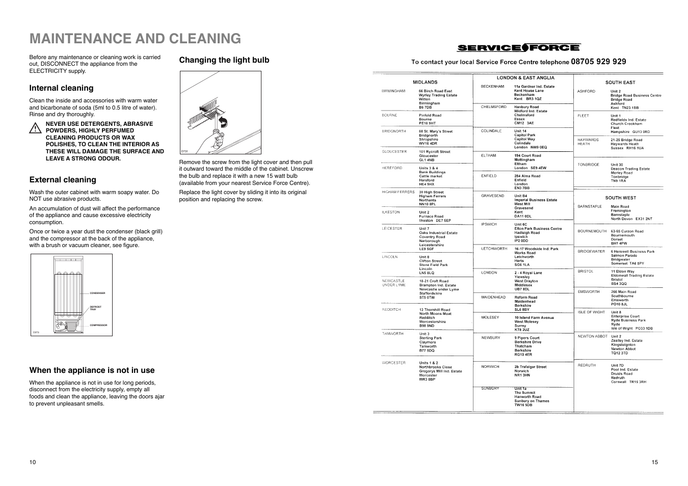 Maintenance and cleaning | Electrolux ER 7628 B User Manual | Page 15 / 24