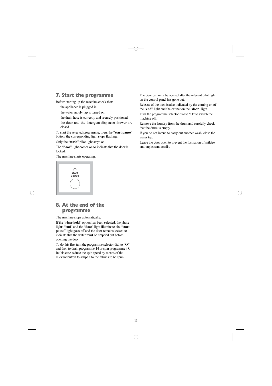 Start the programme, At the end of the programme | Electrolux AW 1460 W User Manual | Page 11 / 27