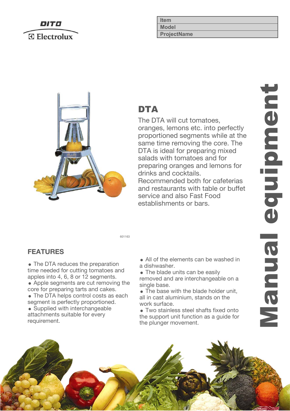 Electrolux Dito DTAT4 User Manual | 4 pages