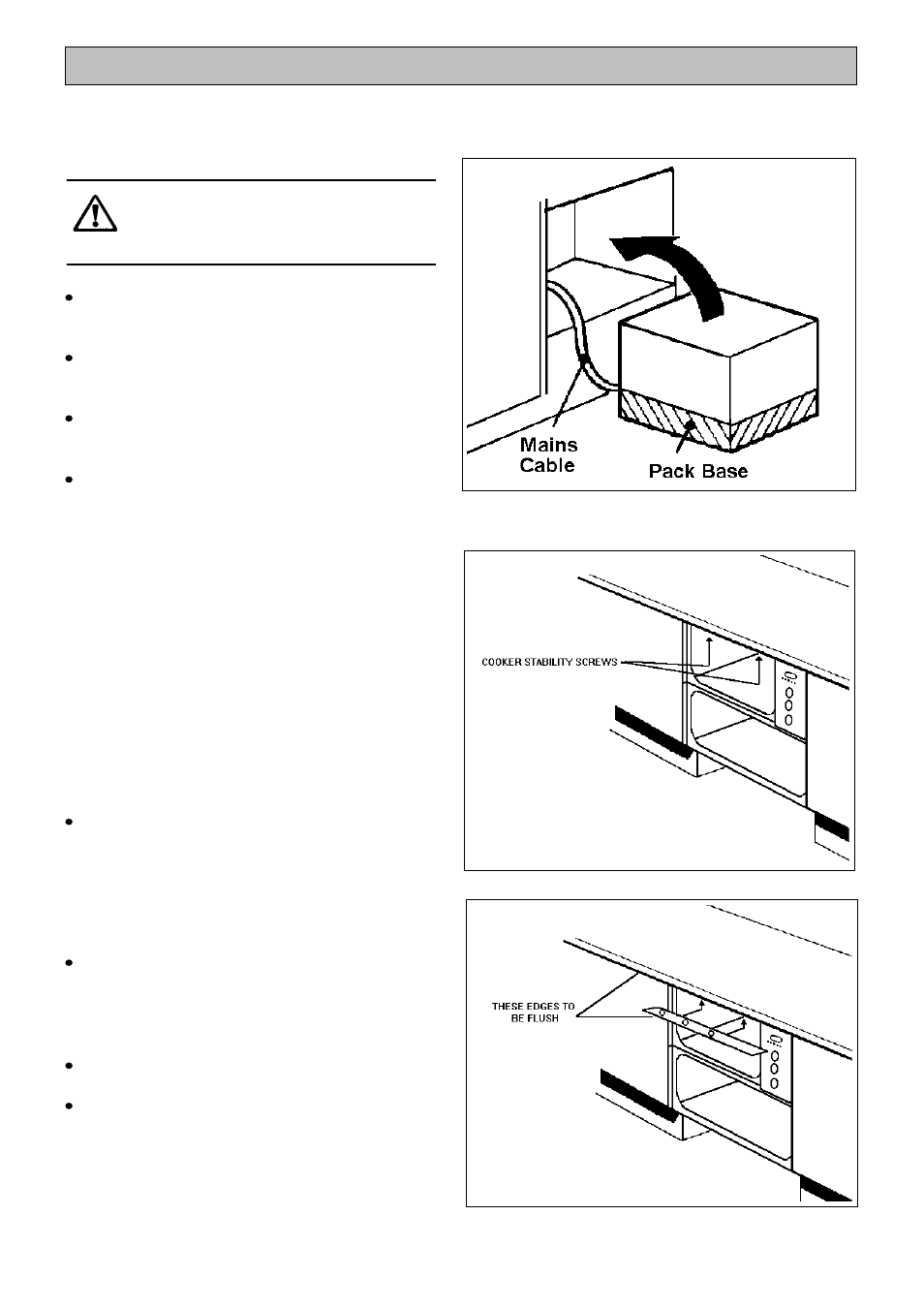 Installation instructions, Fitting into the space between cabinets | Electrolux EDB710X 33 User Manual | Page 44 / 48